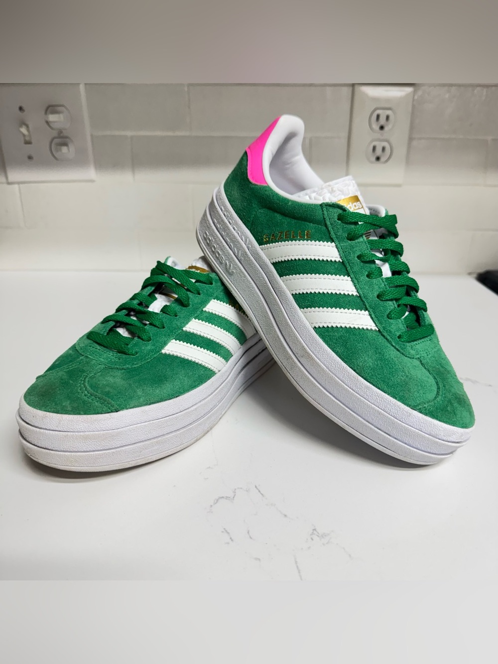 Adidas Gazelle Bold Women's Originals Size 5.5 Green Lucid Pink White